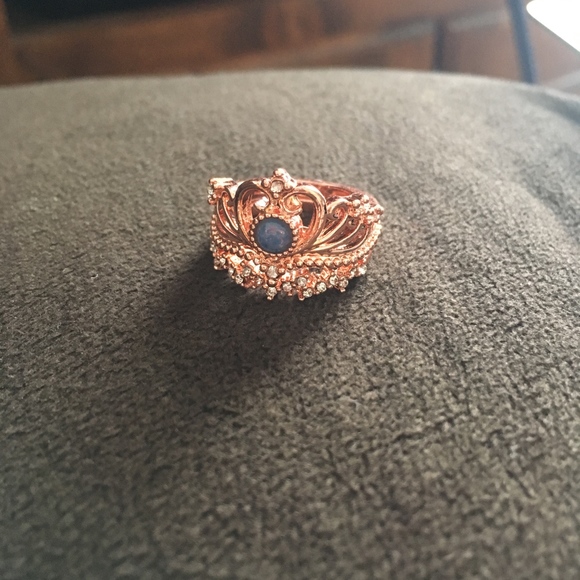 2-piece Crown Faux Fire Opal Rose Gold Queen Ring - Picture 5 of 6